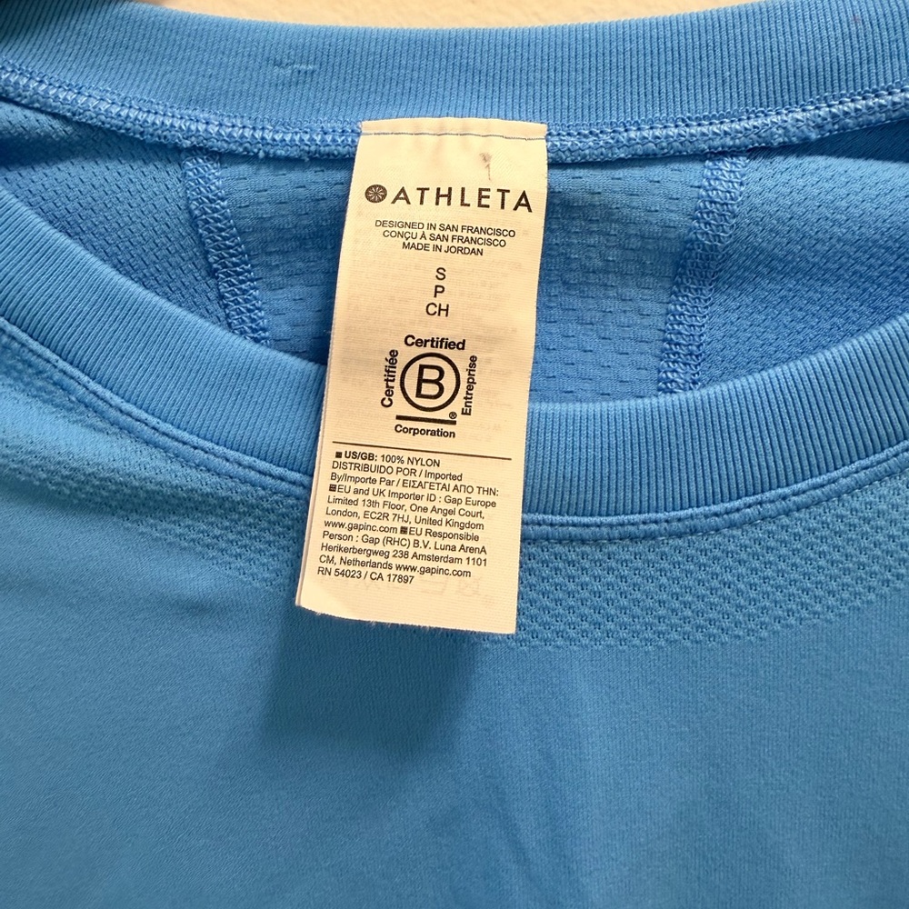 Athleta Blue Performance Short Sleeve Top Size Small - Picture 4 of 6